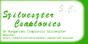 szilveszter csaplovics business card